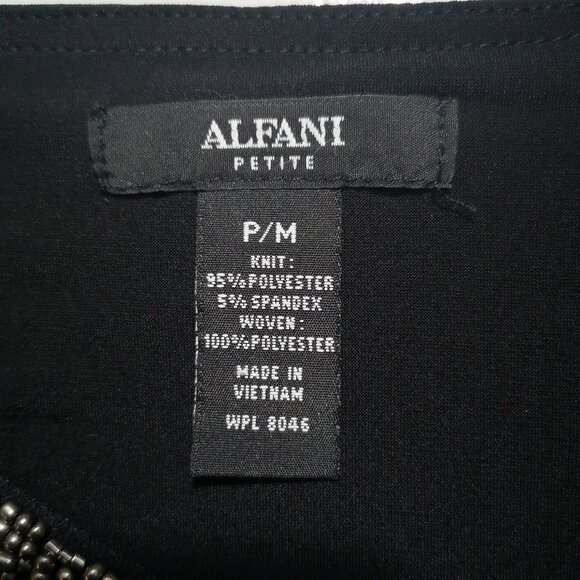 Alfani Petite Ladies Size Medium Petite Black & Ivory Patterned Tunic Length Top - Picture 3 of 10